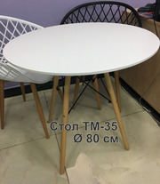 Продается Кухонный круглый стол тм-35 белый черный стол ТМ35
